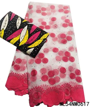 

BEAUTIFICAL 3 yards wax prints + 2 yards tulle mesh lace material embroidery 2020 african fabric ML54NM0617-25