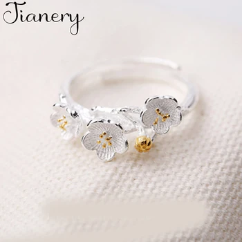 

JIANERY Vintage 925 Sterling Silver Flower Rings For Women Men Big Adjustable Rings Wholesale 2019