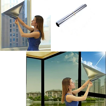 

Silver Sunscreen Visor Sticker Window Film Office Bedroom Window one-way Mirror Insulation Block Sunlight Window Stickers