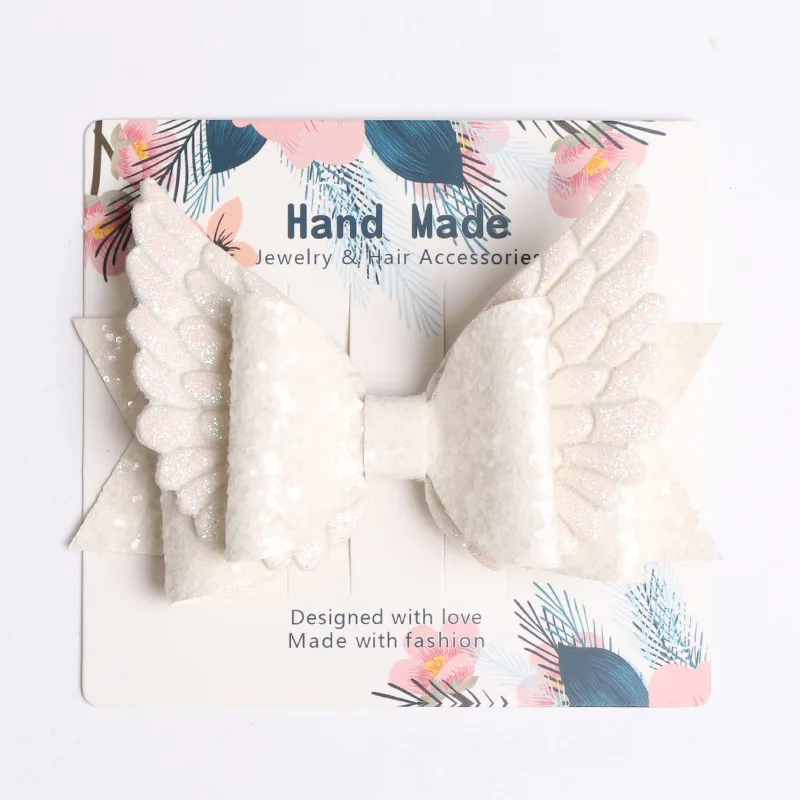 Present Gift Idea Glitter 4+ Years A Pair of Kids Angel Wings Hair Snap Clips 