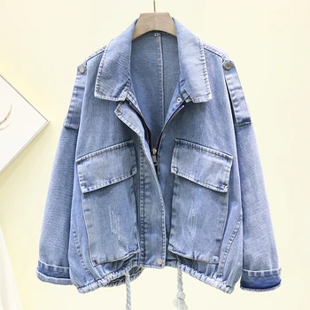 

Fashion Denim Jacket Women's 2020 Spring Fall New Retro Long Sleeve Jeans Coat Top Basic Jackets Female Solid Loose Jeans Coats