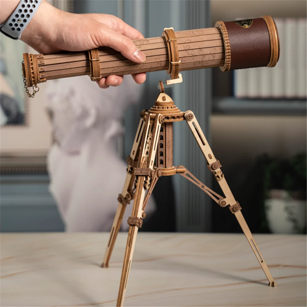 Robotime Rokr 1:1 DIY 314pcs Telescopic Monocular Telescope Wooden Model Building Kits Assembly Toy Gift Children Adult model building kits wooden model kit