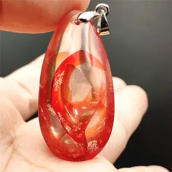 

Newly Natural Red Limonite Quartz Phantom Rare Pendant 38x20x15mm Clear Water Drop Women Man Rare Multi-inclusions Jewelry AAAAA