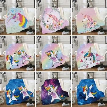 

SOFTBATFY Unicorn Fleece Throw Blanket Sofa Bedding Blankets Drop Ship