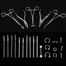 1 комплект 316L нержавеющая сталь пирсинг для губ пинцет-плоскогубцы иглы для пупка или носа язык перегородка Щипцы Зажим татуировки набор