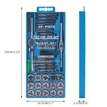 

40PCS M3-M12 Metric Tap and Die Set Tap Drill Bits Tap Wrench Threading Tools For Metalworking