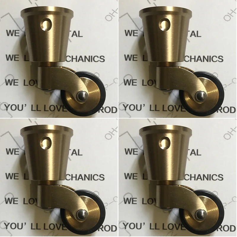 

4PCS 1Inch Brass Round Cup Furniture Casters Table Chair Sofa Bar Piano Wheels Universal Rubber Wheels Furniture Rollers K769