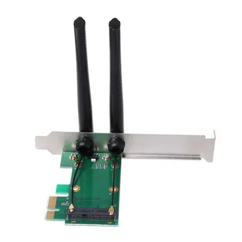 Wireless Network Card WiFi Mini PCI-E Express to PCI-E Adapter 2 Antenna External PC X6HB