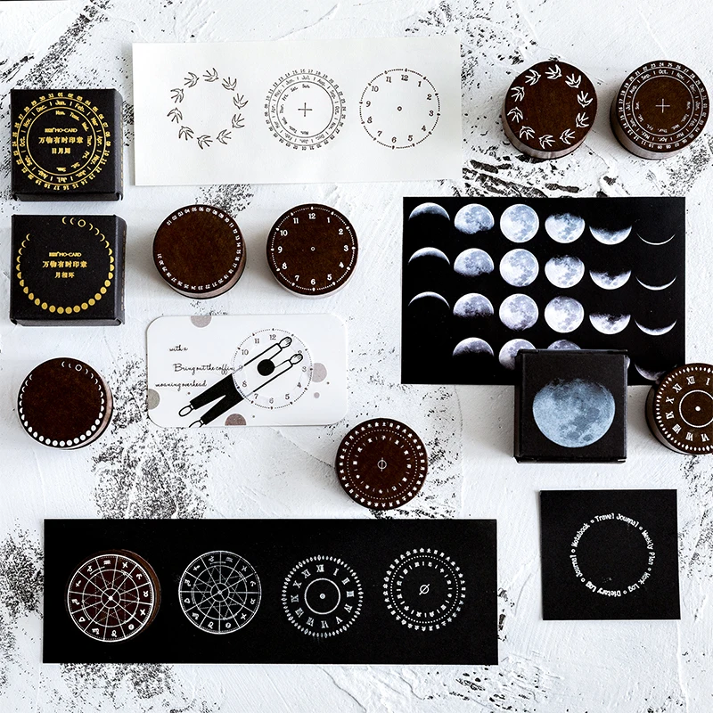 Vintage Moon eclipse Clock Astrolabe stamp DIY wooden rubber stamps for scrapbooking stationery standard | Дом и сад