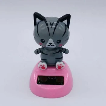 

Solar Bobble Shaking Head Dancing Toy Cat Figurines Car Dash Board Decorations