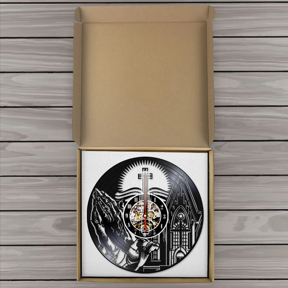 In God's Time Scripture Bible Cross Wall Clock Non-ticking Vinyl Record LP Wall Clock Jesus Christian Religious Spiritual Gift