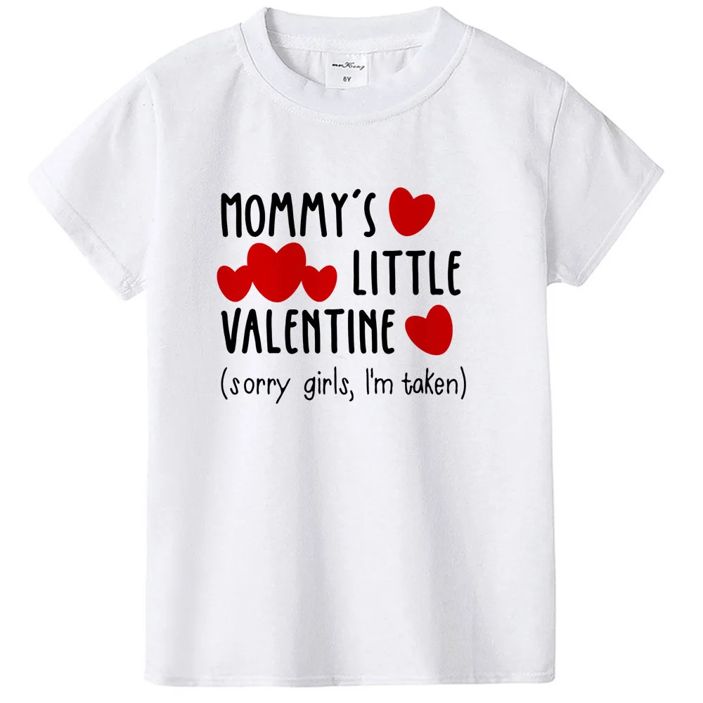 Детская футболка с надписью «Sorry Girls My Mommy Is My Valentine» для мальчиков, Детские повседневные футболки с круглым вырезом, футболки с надписью «Valentine», модная одежда
