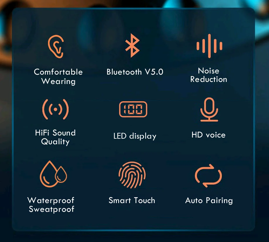 TWS Bluetooth 5 0 Earphones 2200mAh Charging Box Wireless Headphone 9D Stereo Sports Waterproof Earbuds Headsets With Microphone