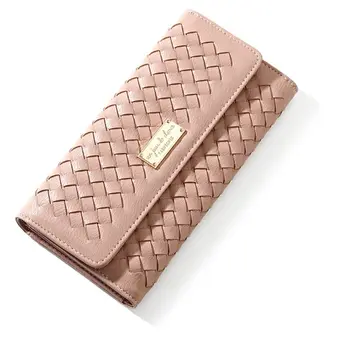

Woven PU Leather Wallet Purse Large Capacity Clutch Bag Cash Card Phone Holder High Quality