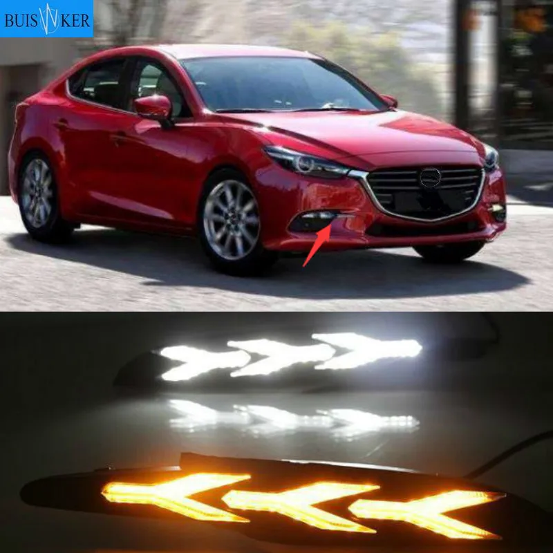 

Для Mazda 3 Axela 2017 2018 светодиодный DRL Дневной светильник s Желтый сигнальные лампы Авто-Стайлинг светильник s