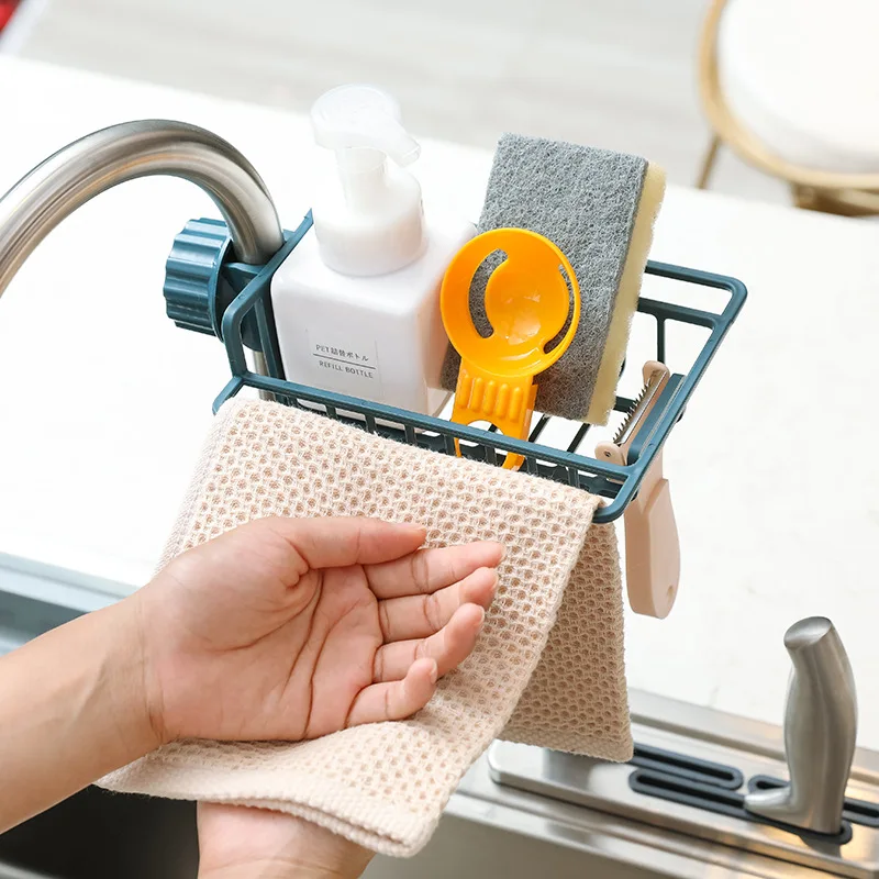 

Kitchen Organizer and Storage Sink Faucet Sponge Soap Cloth Drain Rack Storage Sponge Holder JJJSN11551