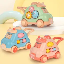 Voiture à pousser légère pour enfants, voiture à lumière douce, son de musique, couleur vive 