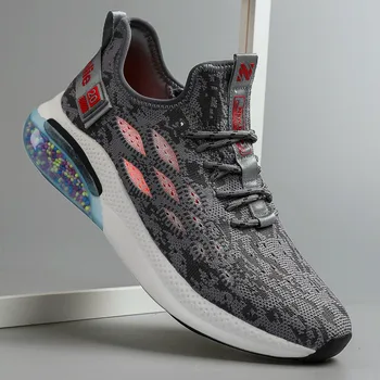 

High quality breathable flying line particle shock absorber jogging shoes lace-up men's shoes outdoor jogging shoes casual shoes