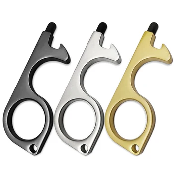 

3PCS Clean Key Door Opener Tool Brass No Press Hand Tool Anti-Microbial Keychain