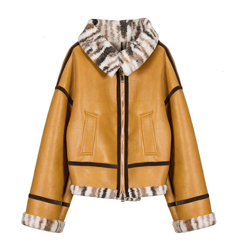 SOUL OF TIGER, корейская мода, женские винтажные Куртки из искусственной кожи, женские теплые пальто с меховым воротником, свободная Байкерская одежда из искусственной кожи