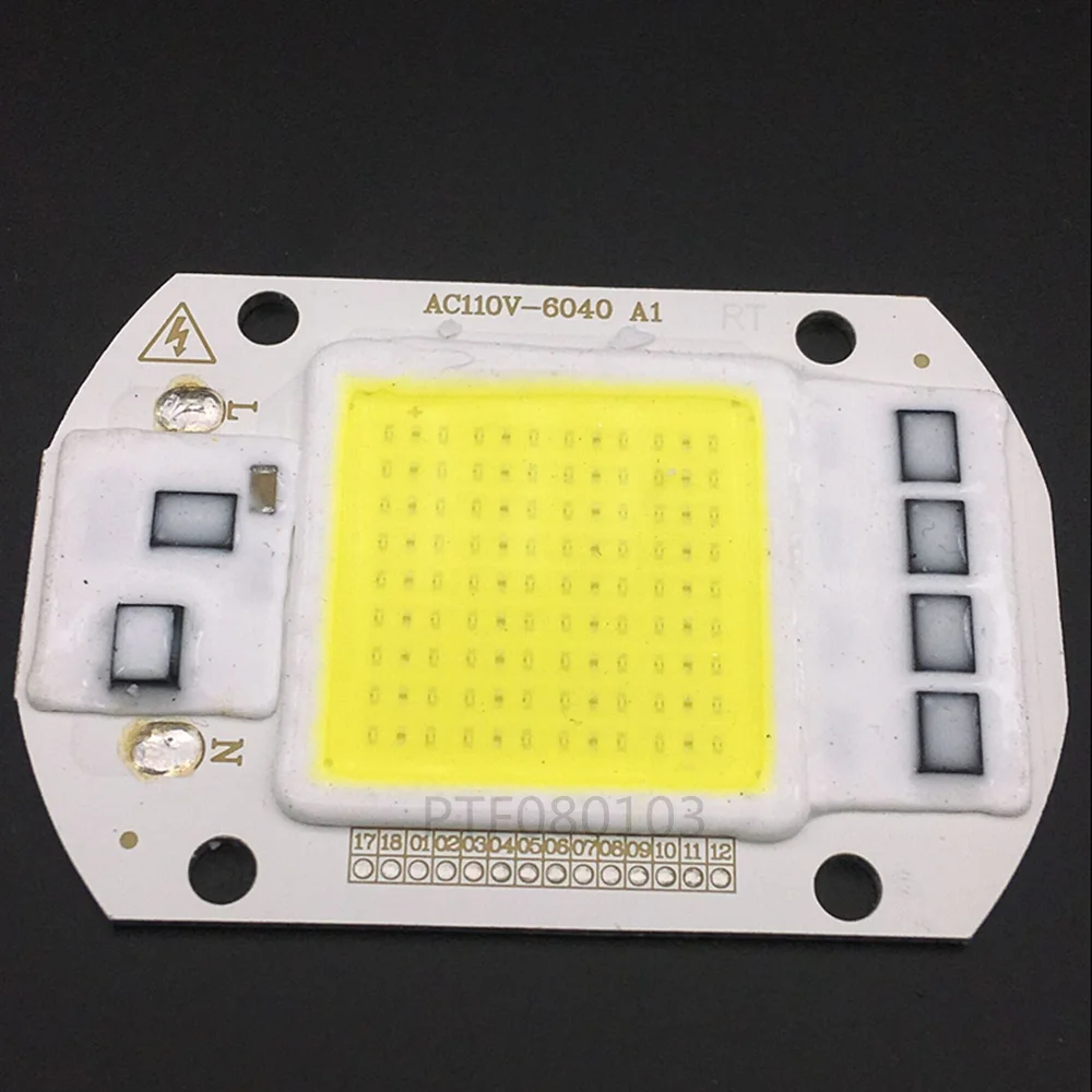 10 шт. светодиодный COB Чип лампочки 50 Вт чип 110 В 220 В вход Smart IC Fit Светодиодный прожектор холодный белый теплый белый полный спектр уличный фонарь