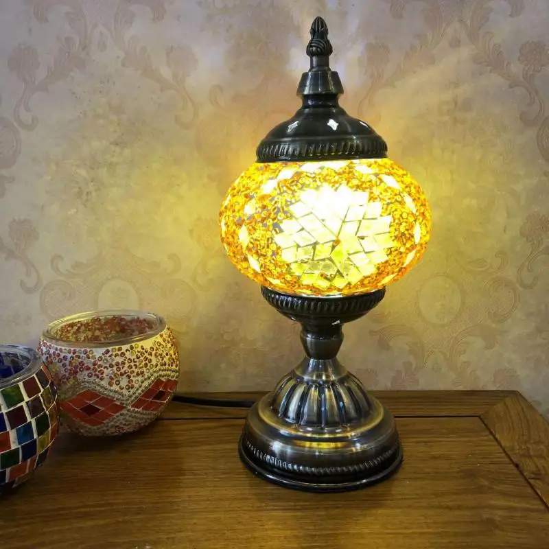 Lampe Mosaïque - Lampe Orientale - Lampe Turque - Lampe De Table Lampe Marocaine O 15 Cm Hauteur 34 Cm Handgemaakt Authentique Multi