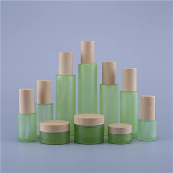 

2PCS 20ML-120ML Herb Green Skin Care Cosmetic Glass Container Bottle for Beauty Salon with Sprayer or Lotion Pump