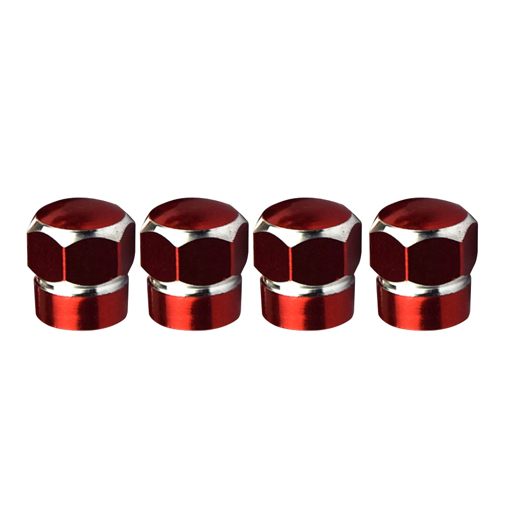 ALUMINUM REPLACEMENT HEXAGON WHEEL TIRE RIM VALVE STEM CAPS Universal For Most Vehicles/ Cars/ Trucks/ Pickups