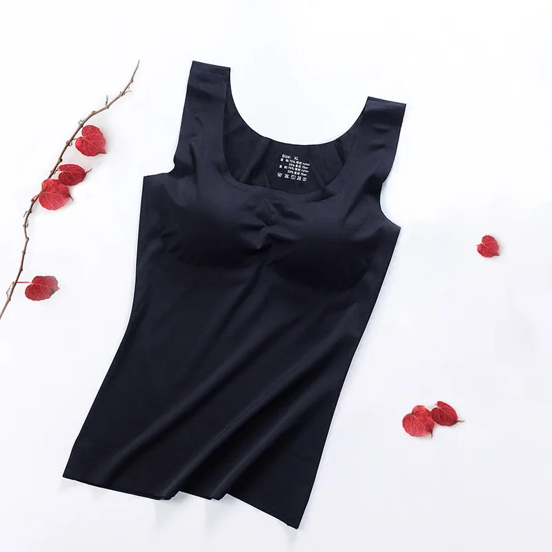 black Бюстгальтер Cami Tank Top Женское боди съемное нижнее белье для похудения жилет корсет Корректирующее белье жилет - Цвет: black