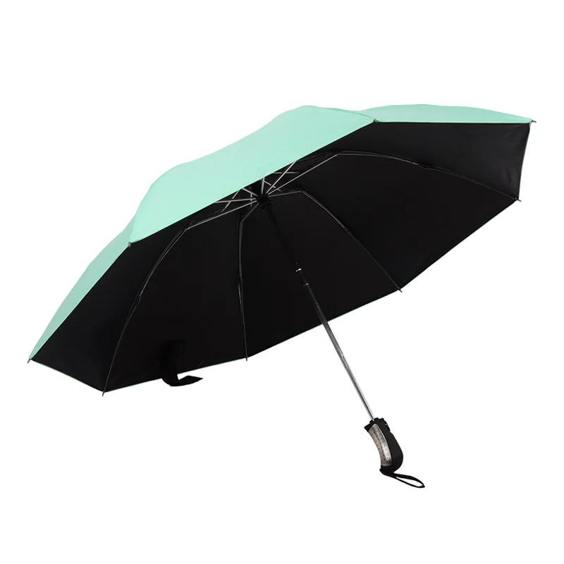 Peppermint Green Складывающийся зонт с черным покрытием, Зонт от дождя для женщин и мужчин, большие ветрозащитные солнцезащитные зонты, подарки, автоматический бизнес-автомобиль, Paraguas - Цвет: Peppermint Green