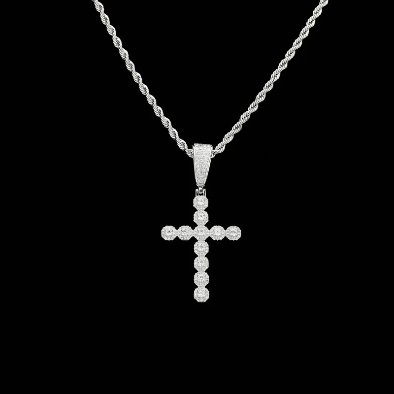 Хип хоп микро проложить кубический зякония Bling льдом крест подвески ожерелье Золотое серебро AAA ожерелья из кубического диоксида циркония мужские и женские модные ювелирные изделия