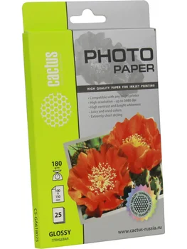 

Photo paper cactus cs-ga618025 glossy 10x15 180g/m2 25 sheets