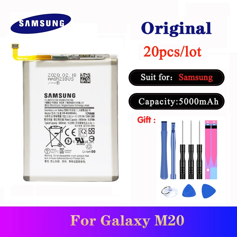 20pcs/lot Newest Orginal Battery EB BG580ABU for Samsung Galaxy M20 SM