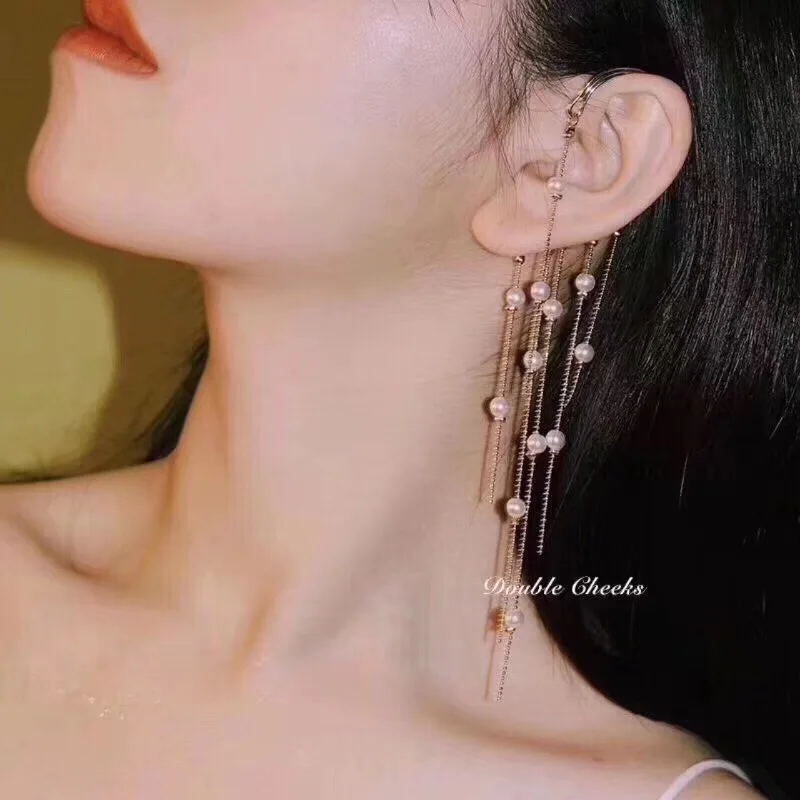 

Copper Plated Fine Jewelry Fresh Water White 4-5mm Round Pearl Dangle Earrings Hook for Women Fine Pearl Earrings