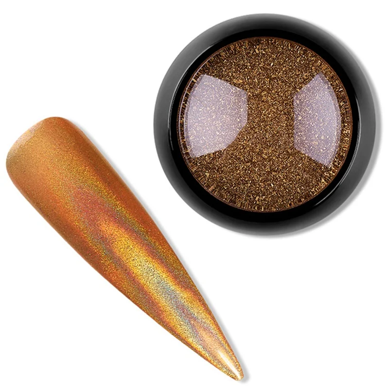9g Laser Rose Gold Chrome Nail Art Glitters Holo Magic Mirror Powder Neon Optic Highlight Dust Manicure UV Gel Polish DIY New - Цвет: Gold