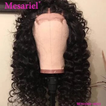 

Mesariel 4x4 Human Hair Wigs Brazilian Deep Wave Lace Closure Wigs 150% M Pre-plucked Hairline With Baby Hair Remy Hair
