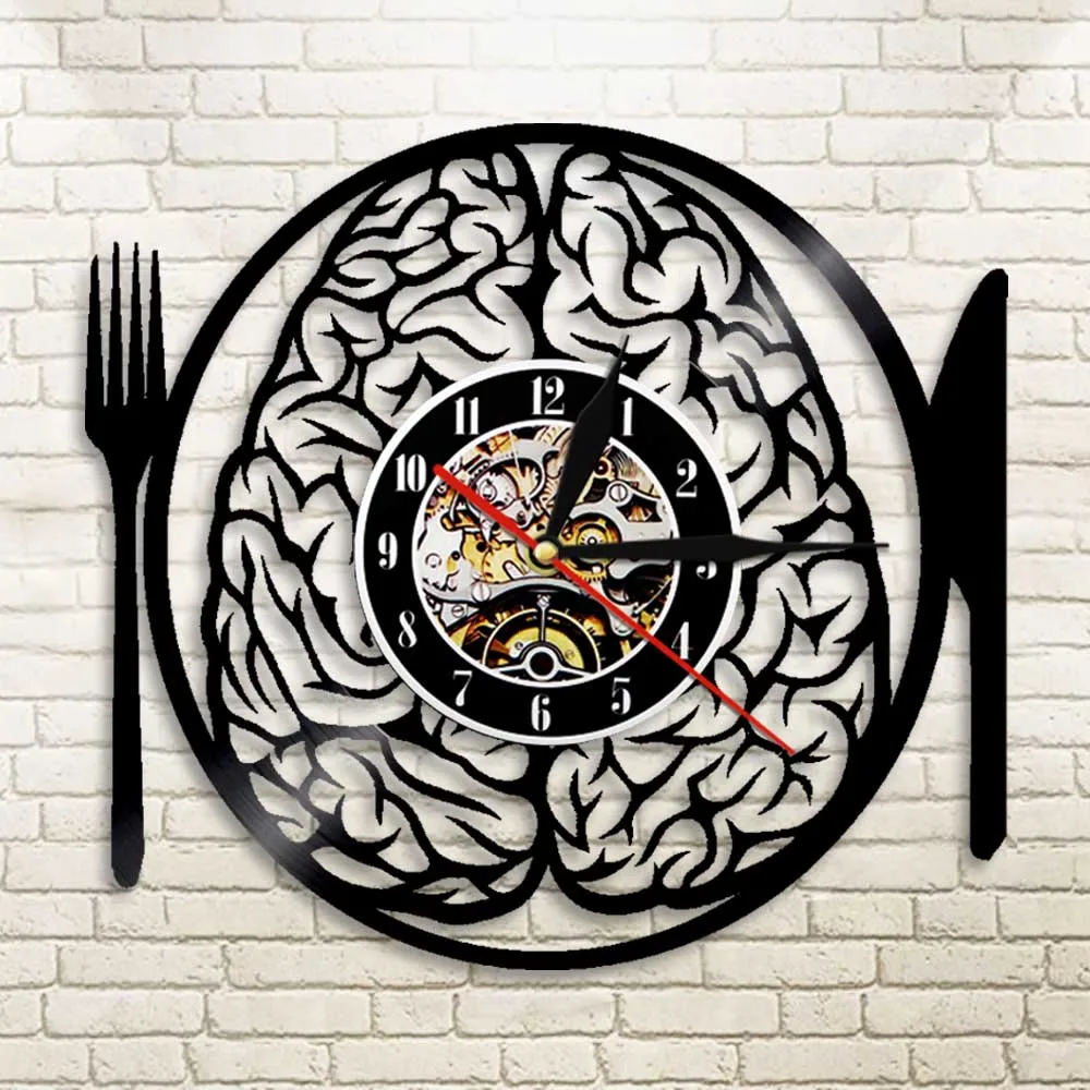 Dont Eat My Brain настенные художественные мозговые часы с столовыми приборами настенные часы нейрон анатомический мозг Виниловая пластинка настенные часы Neuroscience медсестры подарок
