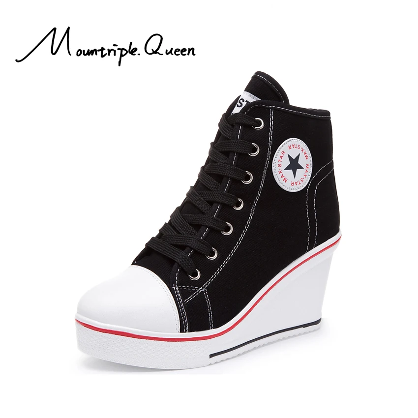 

Women Wedges Shoes High Top Pumps Women Casual Shoes Female Height Increasing Top Breathable Platform Sneaker Women Canvas Shoes
