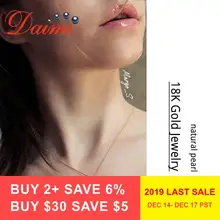 DAIMI 18K желтое золото ожерелье 9 мм пресноводный жемчуг ожерелье 925 пробы серебряные ювелирные изделия