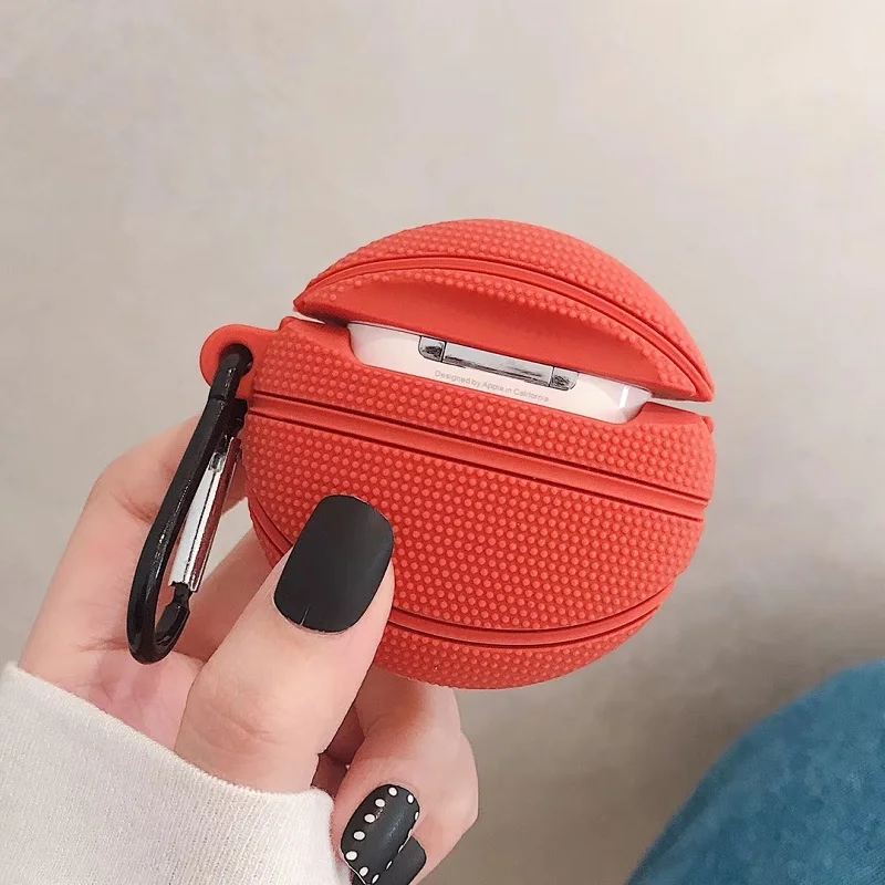 3D футбол баскетбол силиконовый наушник крышка Bluetooth Беспроводная зарядная Коробка Чехол для наушников для Apple Airpods 1 2 Чехол