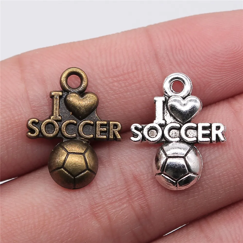 WYSIWYG 10 шт. 20x16 мм Шарм I Love Soccer футбольный мяч шармы для изготовления ювелирных