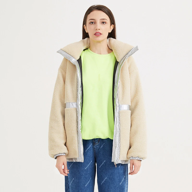 Новое зимнее женское короткое ожерелье, куртка, бархатное лоскутное Теплое повседневное пальто с хлопковой подкладкой