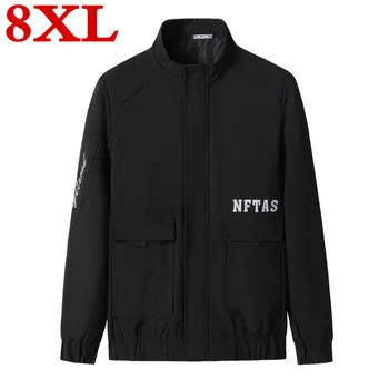

plus size 8XL 7XL New Spring Summer Mens Fashion Outerwear Windbreaker Men's Stand collar Jackets Hooded Casual Sporting Coat