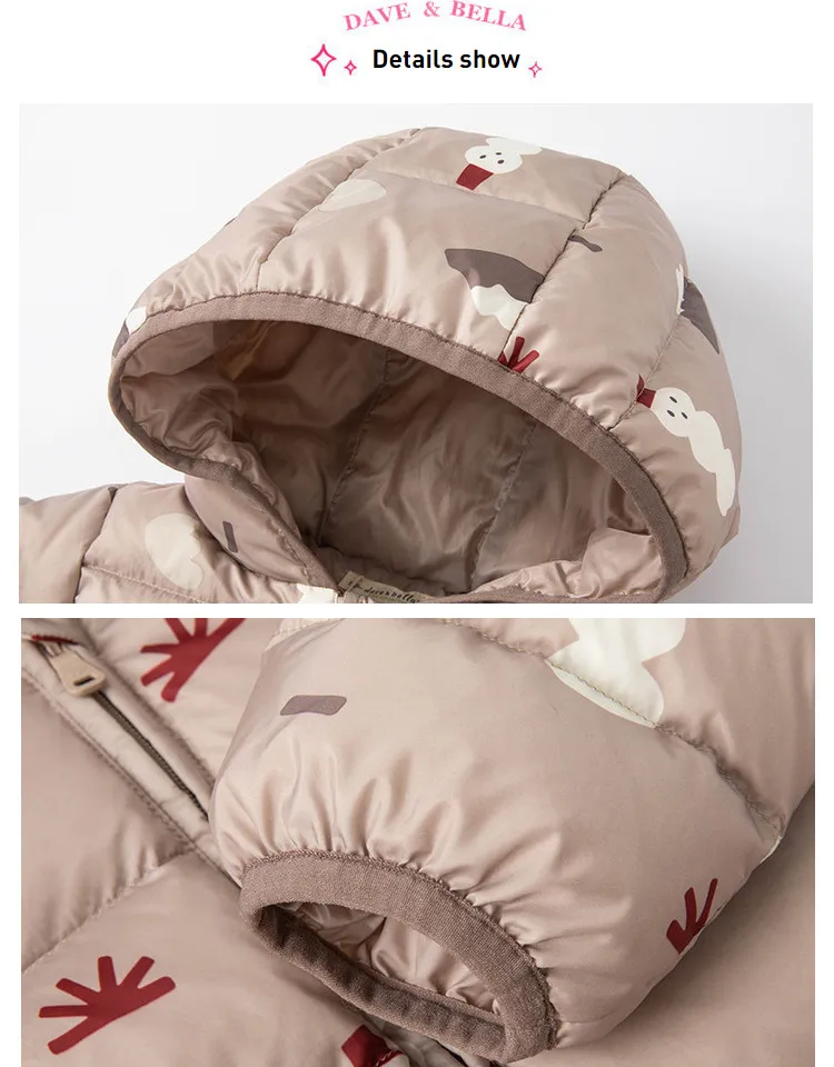 Meninos do Bebê Moda dos Desenhos Bolsos para Baixo Branco para Baixo Dave Bella Inverno Animados Cabolsa Crianças 90% Pato Acolchoado Menino Jaqueta Dbx19484 12 High Quality Mamãe e Bebê