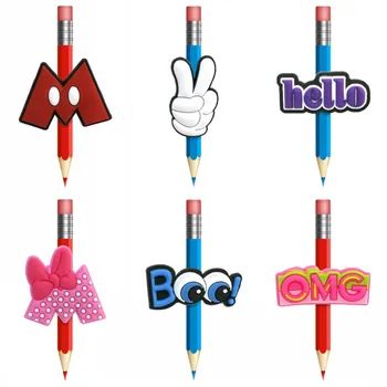 

8PCS Sweetheart Accessories Students Gift Office Supply Pen Cover PVC Pencil Toppers Stationery Cute Anti-Rolling Pen Caps