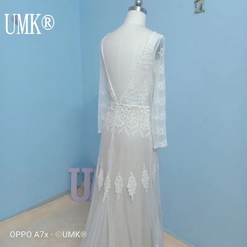 Женское кружевное свадебное платье UMK элегантное винтажное Бохо с длинным
