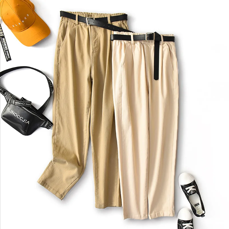 

Shuchan Safari Style Trousers Women High Waist Ankle-Length Pants Zipper Fly Solid Pencil Pants 2019 Fall Autumn Womens Clothing