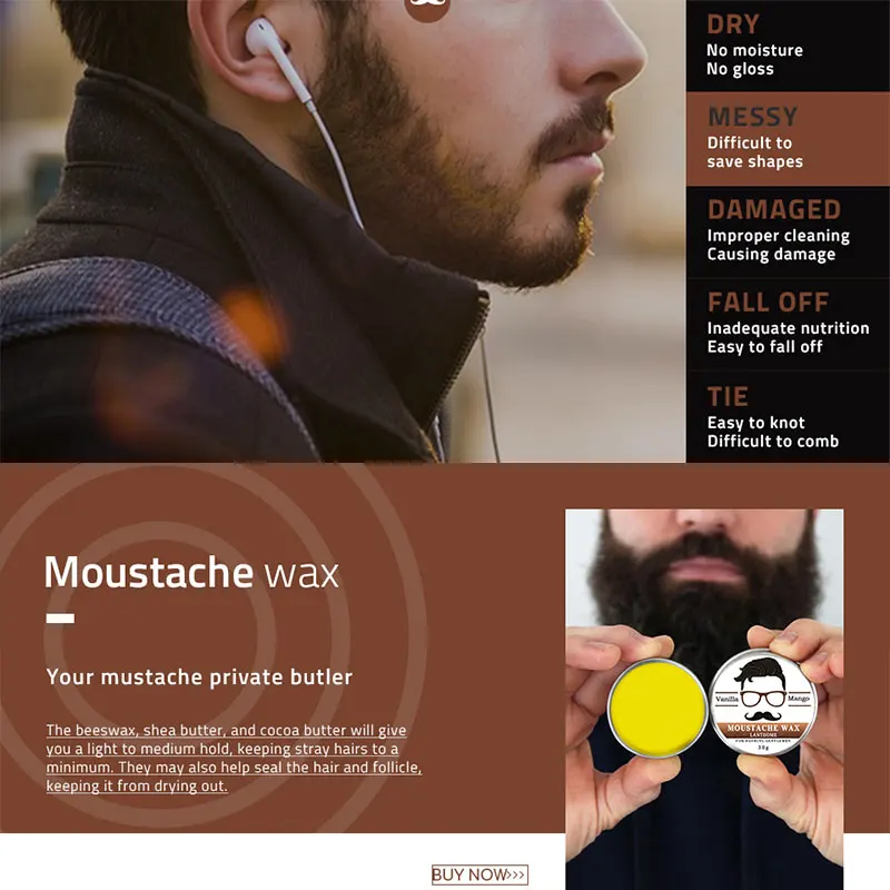 Natural Vanilla Mango Beard Growth Enhancer Oil Safe Facial Hair Beard Balm For Groomed Beard Growth Styling Moustache Serum