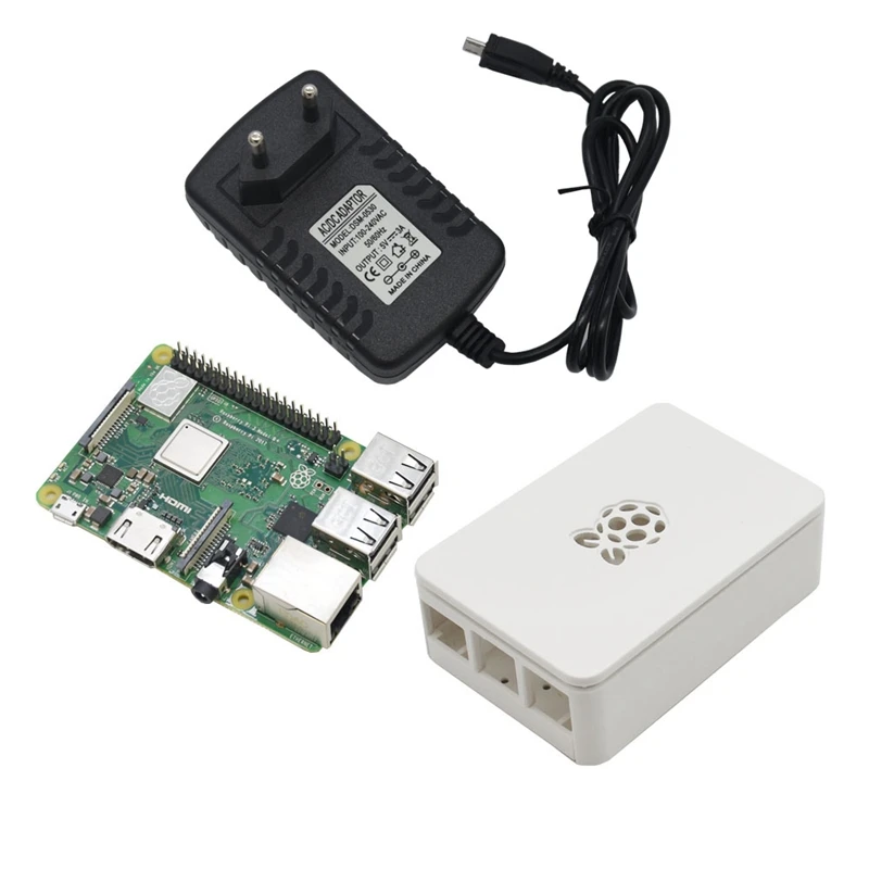 Raspberry Pi 3 Model B+(Plus)+ Abs чехол+ 5V 3A Мощность адаптер с поддержкой Wi-Fi и Bluetooth Декодер каналов кабельного телевидения штепсельная вилка европейского стандарта