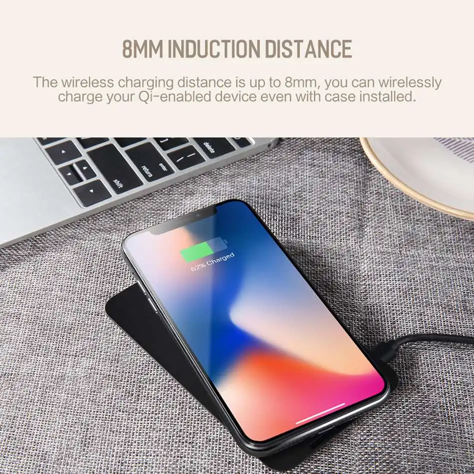 ROCK Беспроводное зарядное устройство для iPhone X 8 plus 10 Вт Qi зарядное устройство Беспроводная зарядка для samsung Galaxy S9 S8 S7 Edge USB зарядное устройство Pad